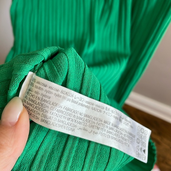 Zara Green Ribbed Knit Midi Dress. Size S perfect - Picture 5 of 14